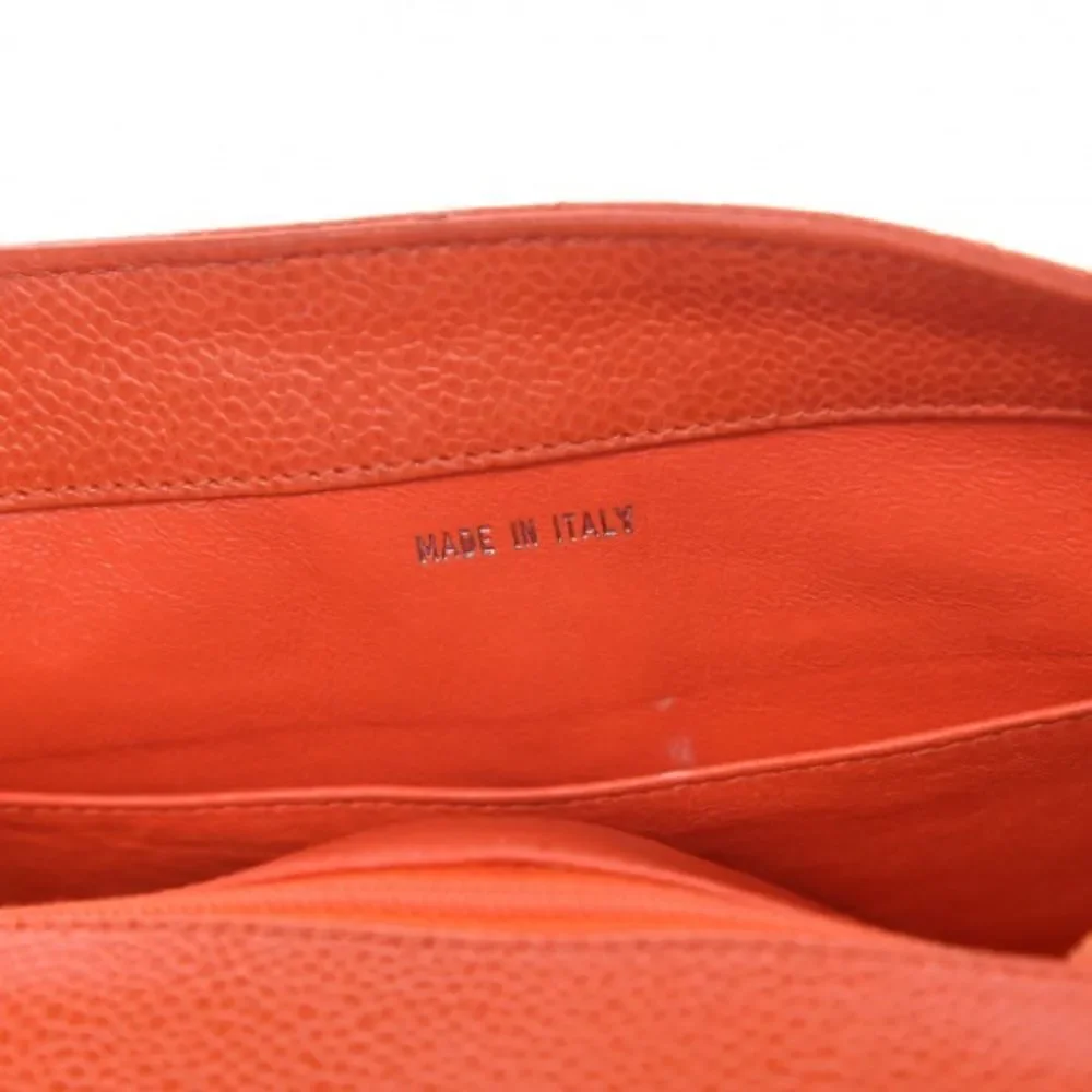 CHANEL Caviar Quilted Shoulder Bag Orange